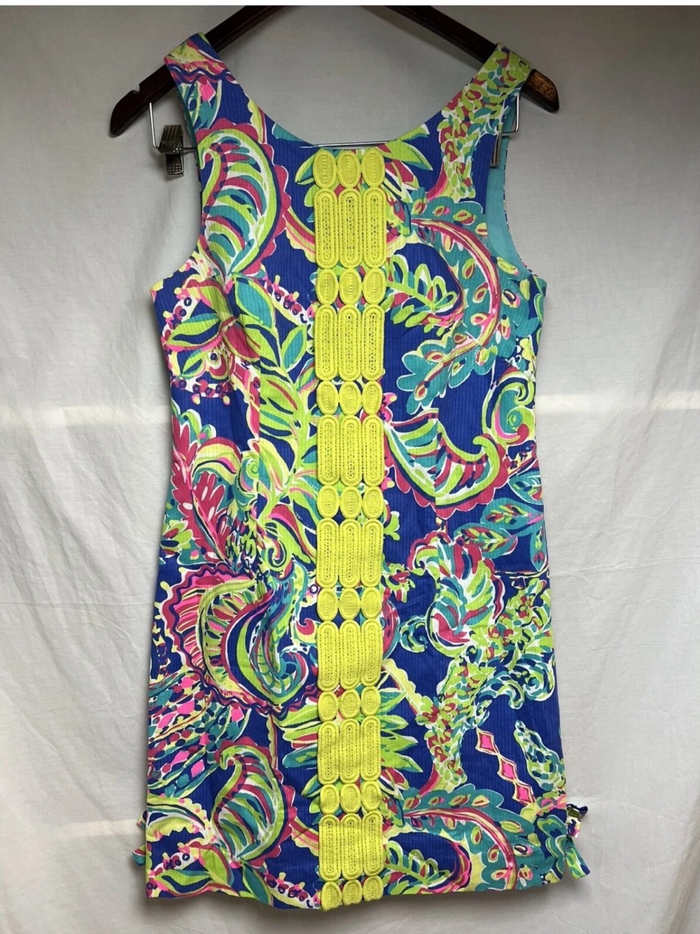 Lilly Pulitzer Delia Shift Dress Sz 2 Toucan Play Cotton Colorful Floral Bows